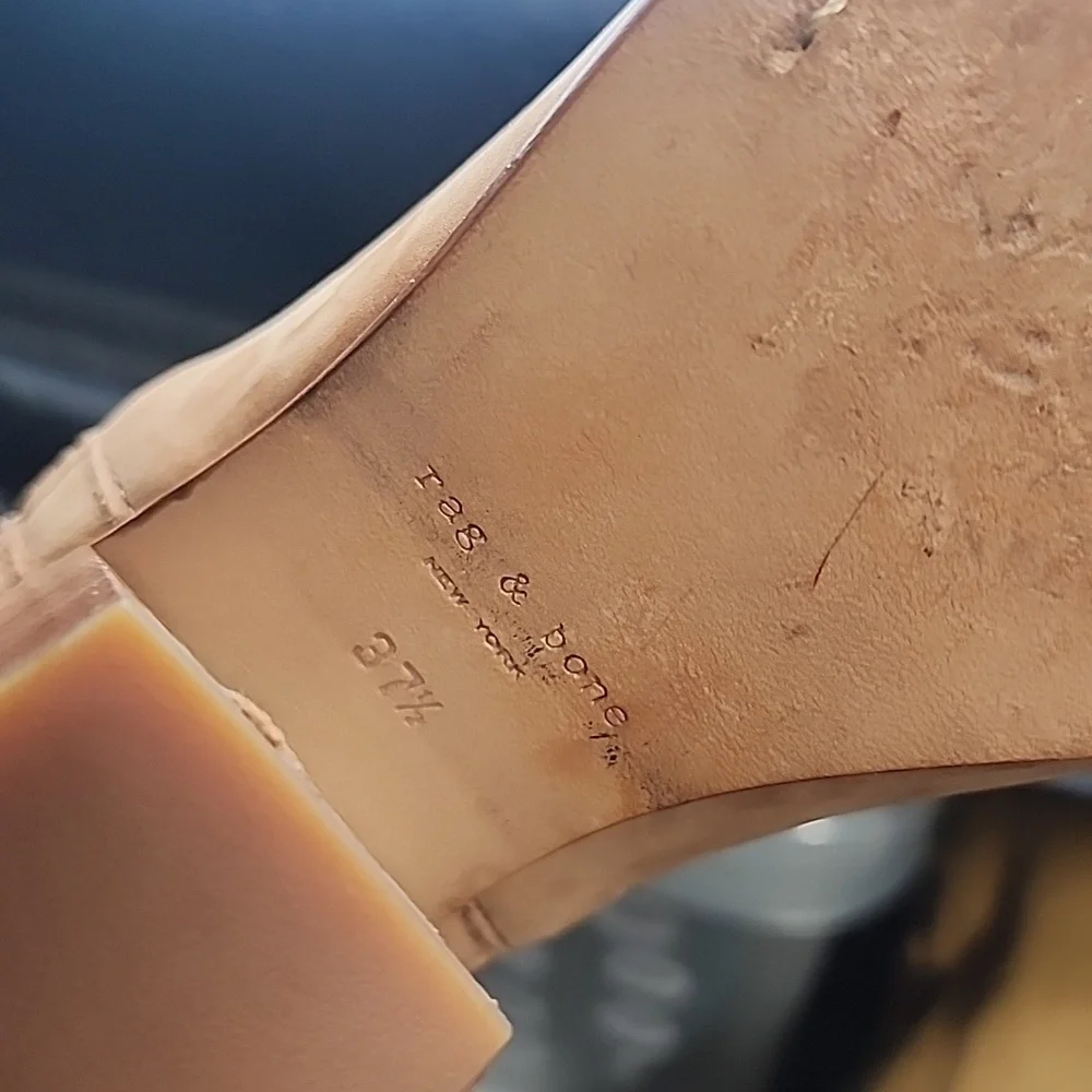 RAG & BONE Camel Nubuck Suede Double Zippered Ankle Boots w/Western Style Heel - Picture 5 of 7